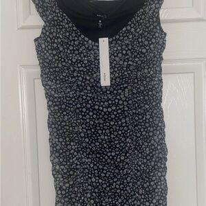 Bloomingdale's Aqua Black and White Polka Dot Dress NEW